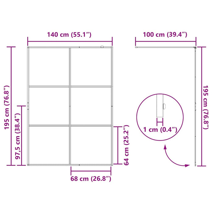 Zid de duș walk-in Auriu 140 x 195 cm sticlă securizată - WALTI WALTI