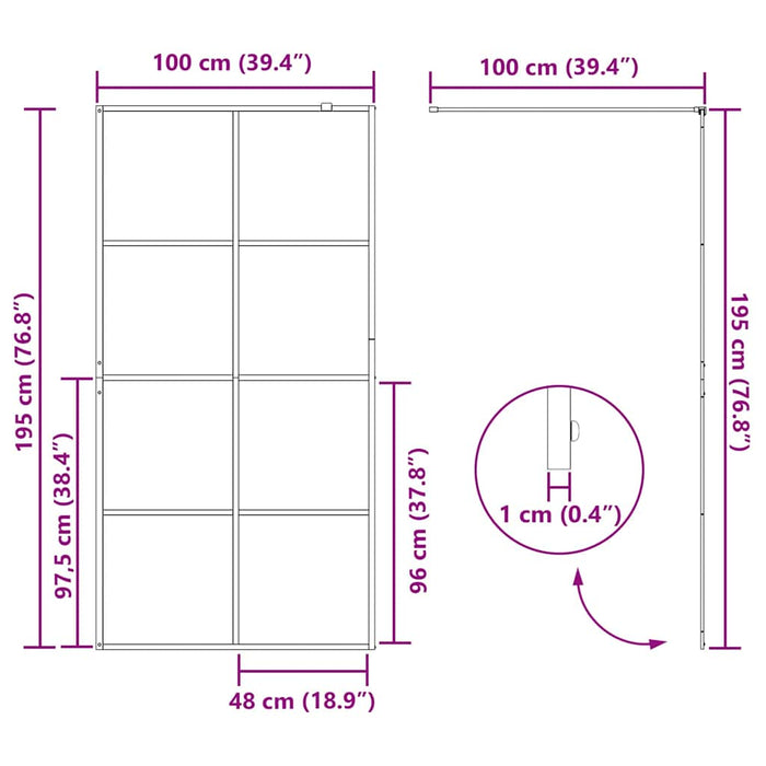 Zid de duș walk-in Auriu 100 x 195 cm sticlă securizată - WALTI WALTI