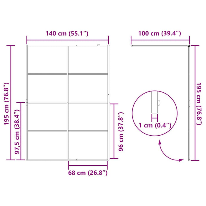 Zid de duș walk-in Auriu 140 x 195 cm sticlă securizată - WALTI WALTI