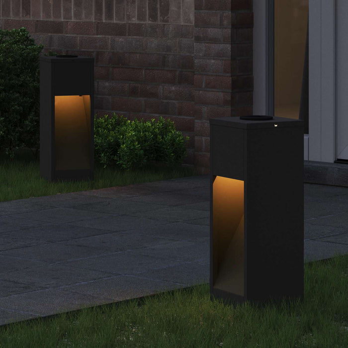Lampa de parcurs LED solar 2 pcs Negru Oțel laminat la rece - WALTI WALTI
