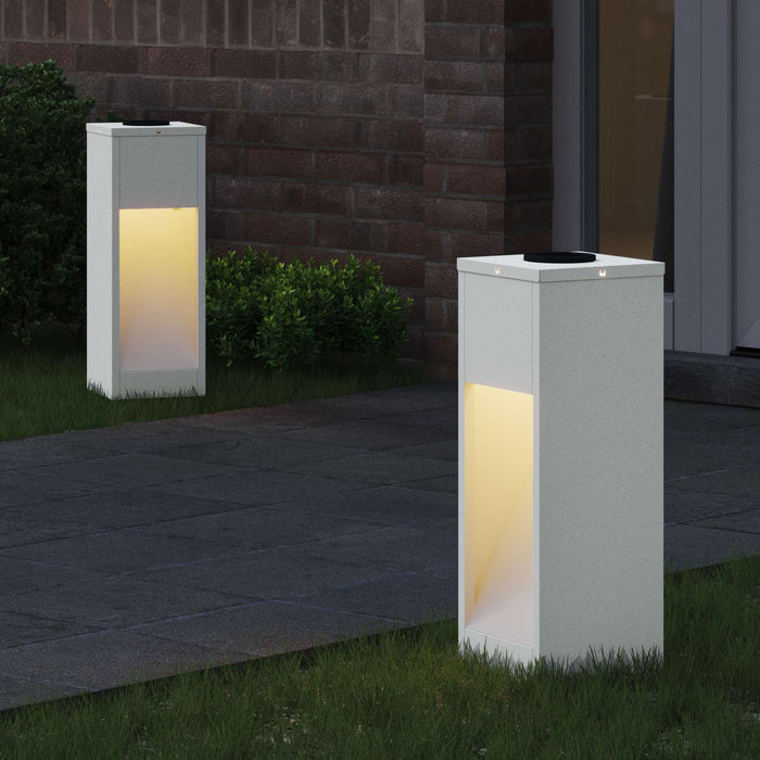 Lampa de parcurs LED solar 2 pcs Alb Oțel laminat la rece - WALTI WALTI