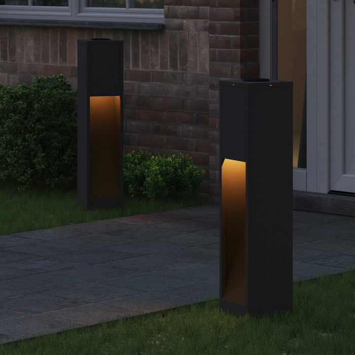 Lampa de parcurs LED solar 2 pcs Negru Oțel laminat la rece - WALTI WALTI