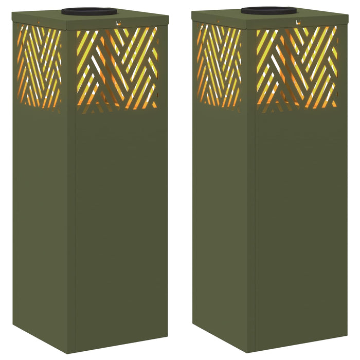 Lumină LED Solară pentru Alei 2 pcs Verde măsliniu - WALTI WALTI
