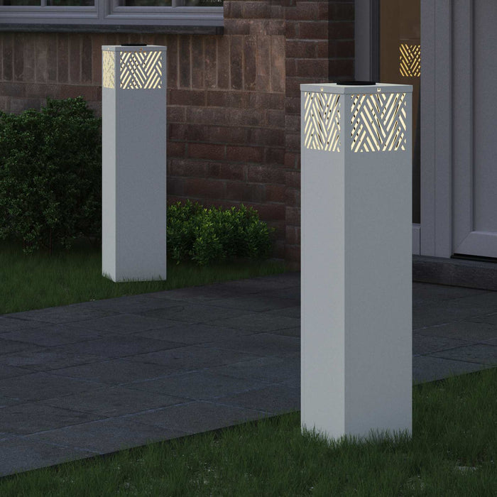 Lumină LED Solară pentru Alei 2 pcs Alb Oțel laminat la rece - WALTI WALTI