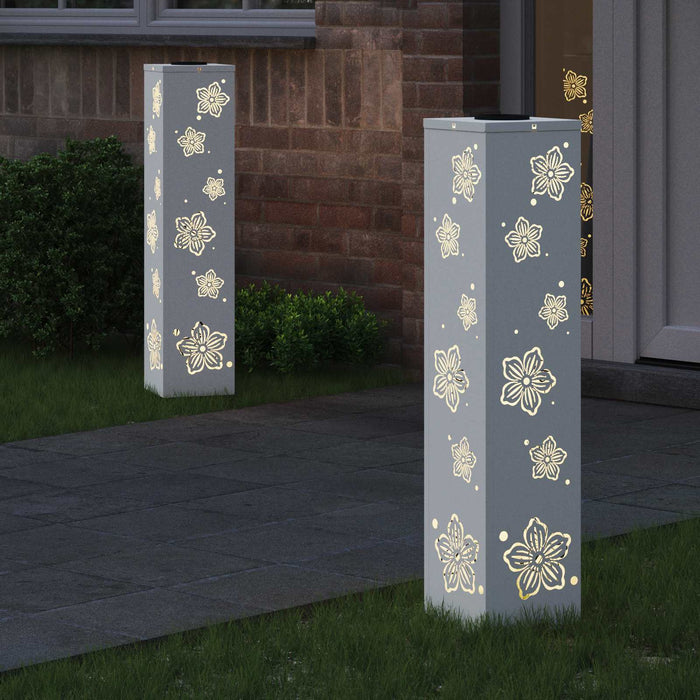 Lumină LED Solară pentru Alei 2 pcs Alb Oțel laminat la rece - WALTI WALTI