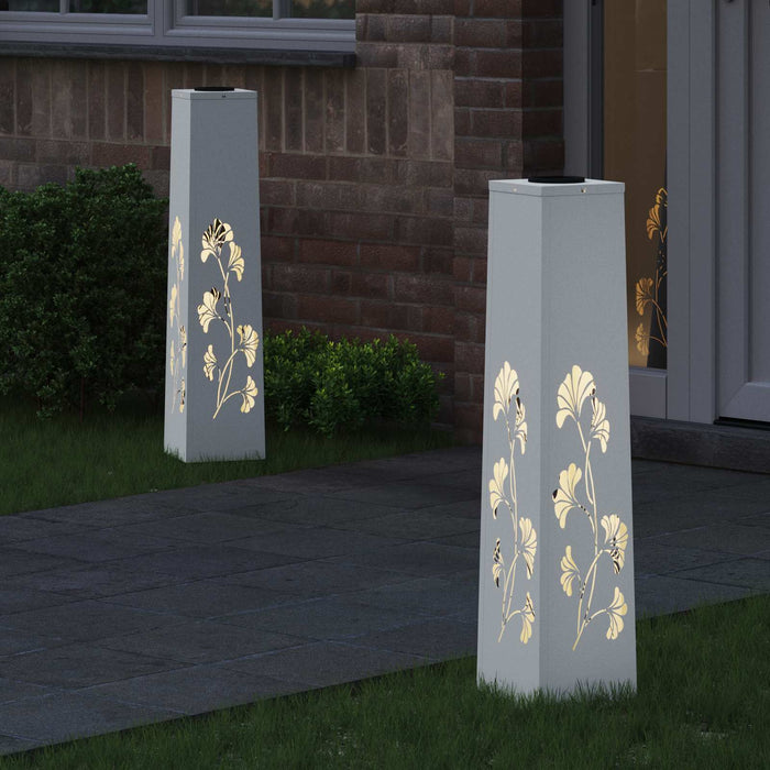 Lumină LED Solară pentru Alei 2 pcs Alb Oțel laminat la rece - WALTI WALTI