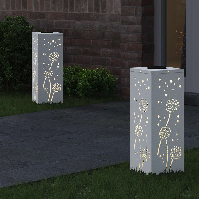 Lumină LED Solară pentru Alei 2 pcs Alb Oțel laminat la rece - WALTI WALTI