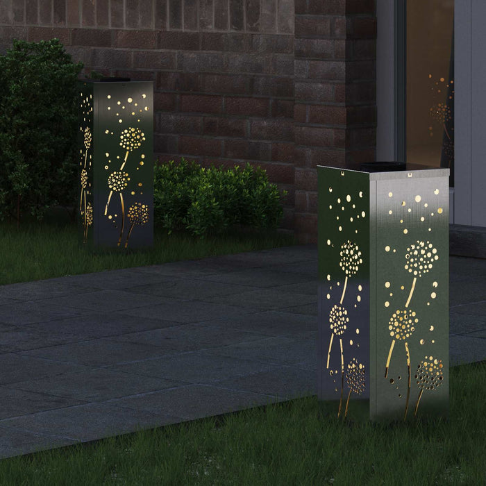 Lumină LED Solară pentru Alei 2 pcs Argintiu Oţel inoxidabil - WALTI WALTI
