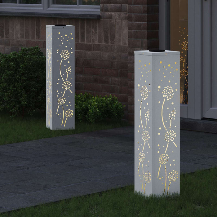 Lumină LED Solară pentru Alei 2 pcs Alb Oțel laminat la rece - WALTI WALTI