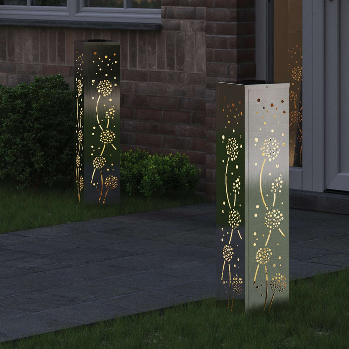Lumină LED Solară pentru Alei 2 pcs Argintiu Oţel inoxidabil - WALTI WALTI