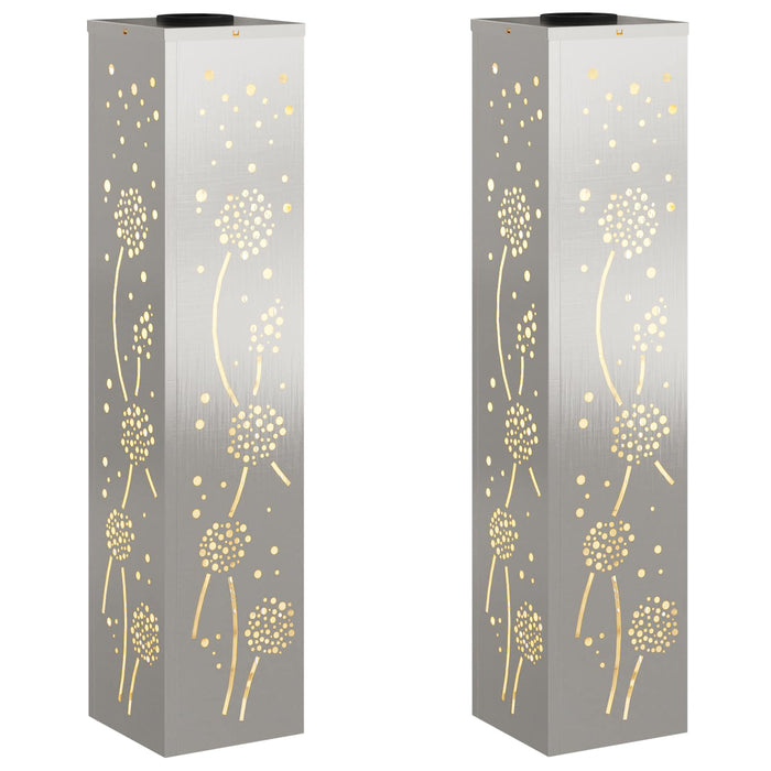 Lumină LED Solară pentru Alei 2 pcs Argintiu Oţel inoxidabil - WALTI WALTI