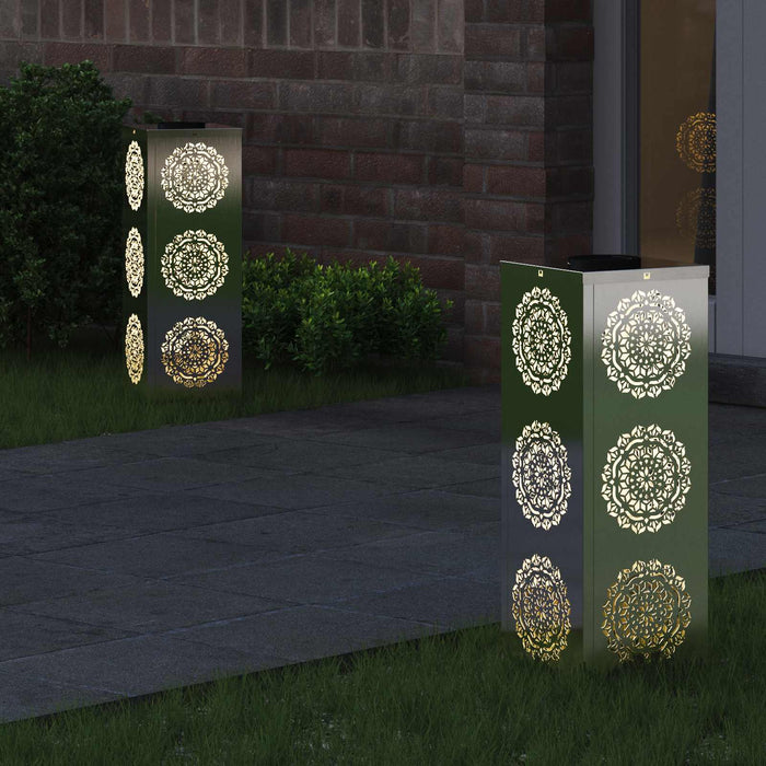 Lumină LED Solară pentru Alei 2 pcs Argintiu Oţel inoxidabil - WALTI WALTI