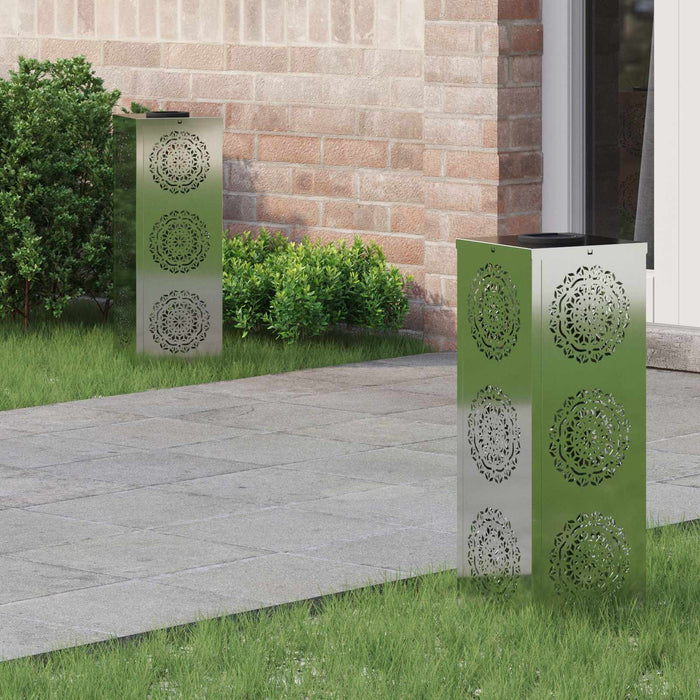 Lumină LED Solară pentru Alei 2 pcs Argintiu Oțel galvanizat - WALTI WALTI