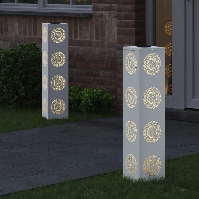Lumină LED Solară pentru Alei 2 pcs Alb Oțel laminat la rece - WALTI WALTI