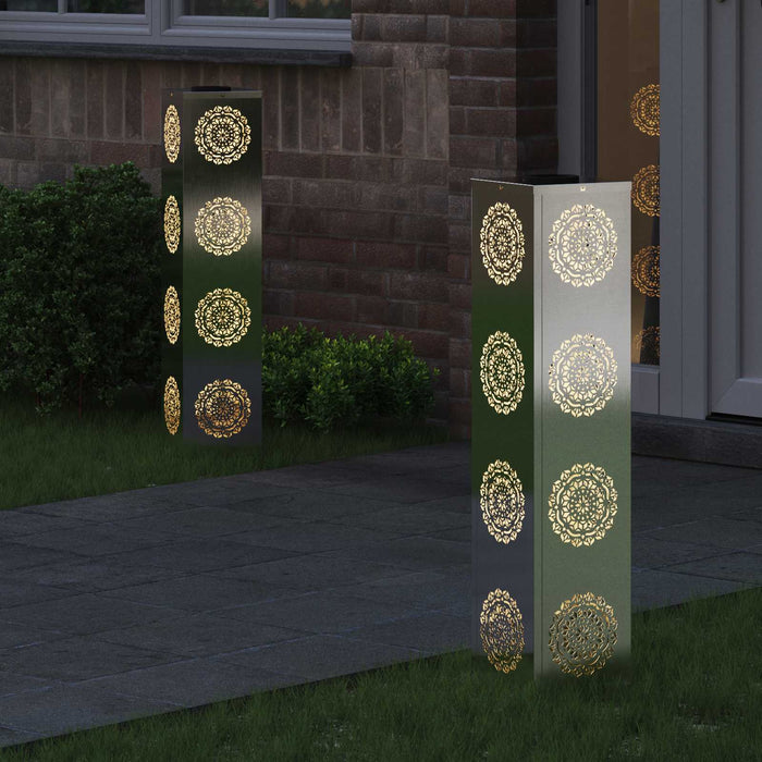 Lumină LED Solară pentru Alei 2 pcs Argintiu Oţel inoxidabil - WALTI WALTI