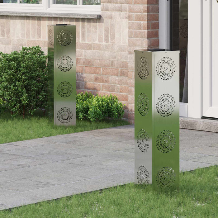 Lumină LED Solară pentru Alei 2 pcs Argintiu Oțel galvanizat - WALTI WALTI