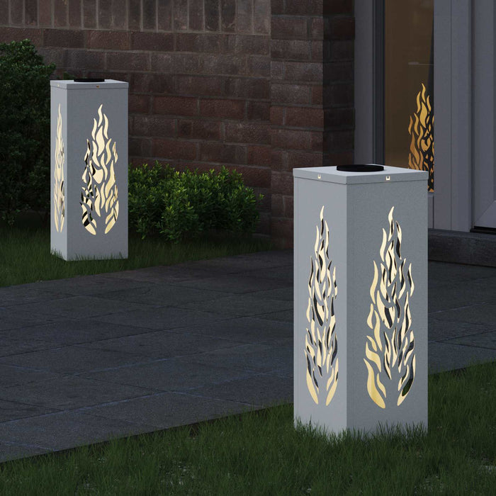 Lumină LED Solară pentru Alei 2 pcs Alb Oțel laminat la rece - WALTI WALTI