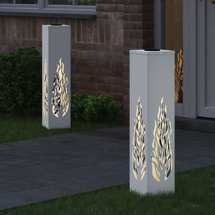Lumină LED Solară pentru Alei 2 pcs Alb Oțel laminat la rece - WALTI WALTI