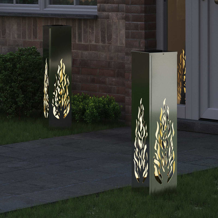 Lumină LED Solară pentru Alei 2 pcs Argintiu Oțel galvanizat - WALTI WALTI