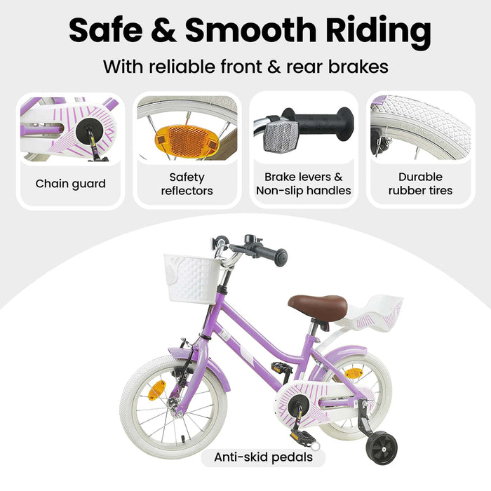 Bicicletă pentru Copii 12 Inci pentru 2-4 ani Violet WALTI