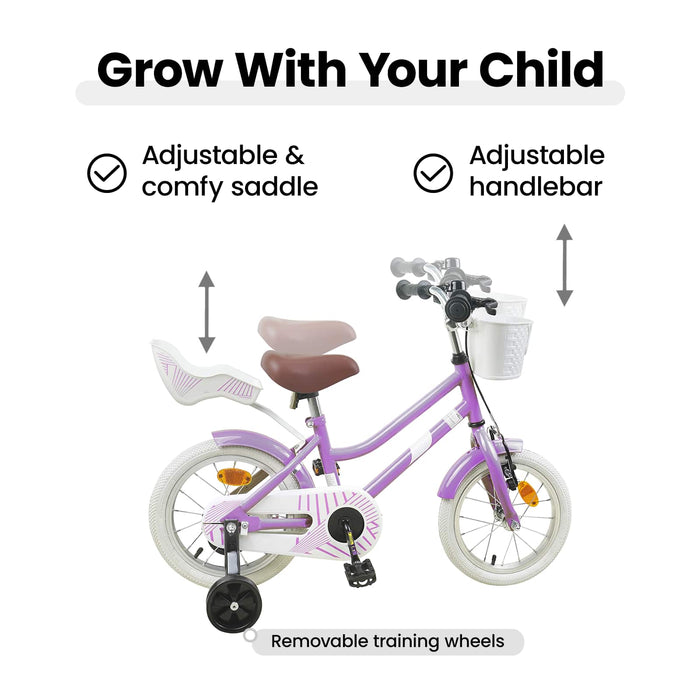 Bicicletă pentru Copii 14 Inci pentru 3-5 ani Violet WALTI