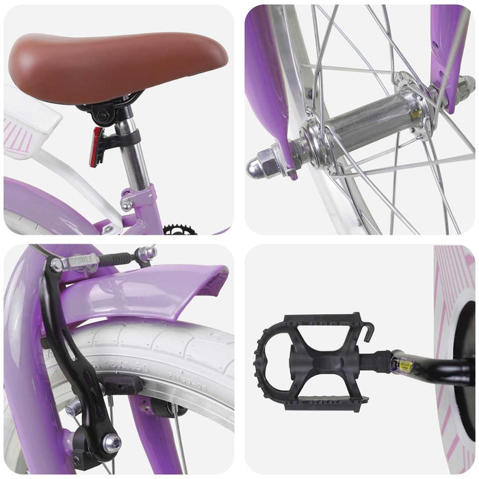 Bicicletă pentru Copii 18 Inci pentru 5-7 ani Violet - WALTI WALTI