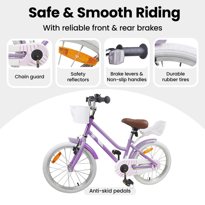 Bicicletă pentru Copii 18 Inci pentru 5-7 ani Violet WALTI