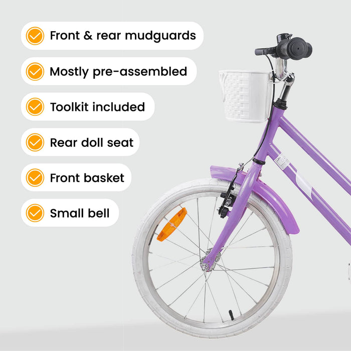 Bicicletă pentru Copii 18 Inci pentru 5-7 ani Violet WALTI