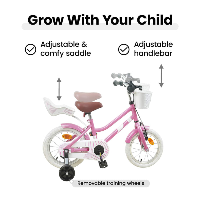 Bicicletă pentru Copii 14 Inci pentru 3-5 ani Roz deschis WALTI