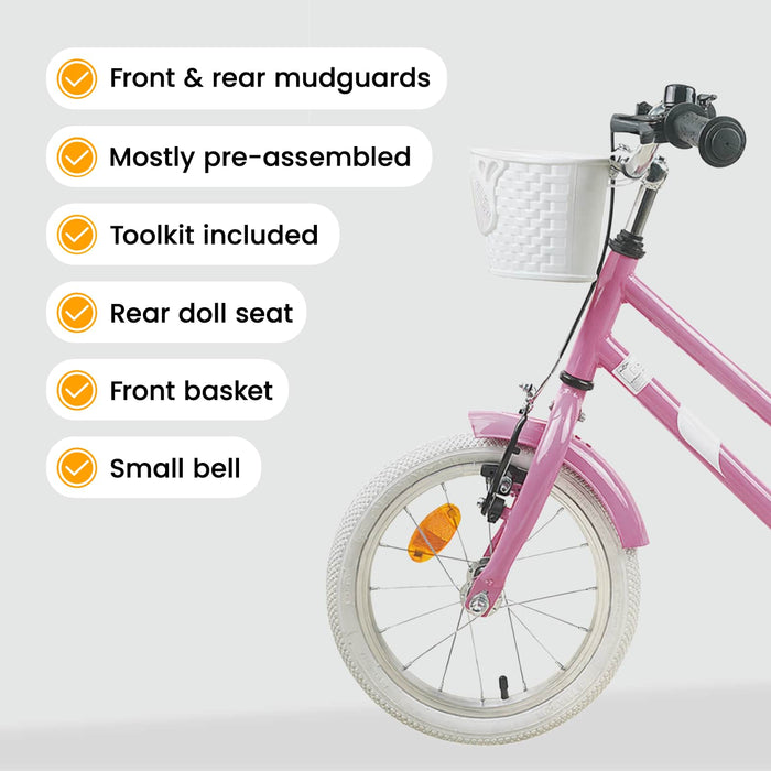 Bicicletă pentru Copii 14 Inci pentru 3-5 ani Roz deschis WALTI