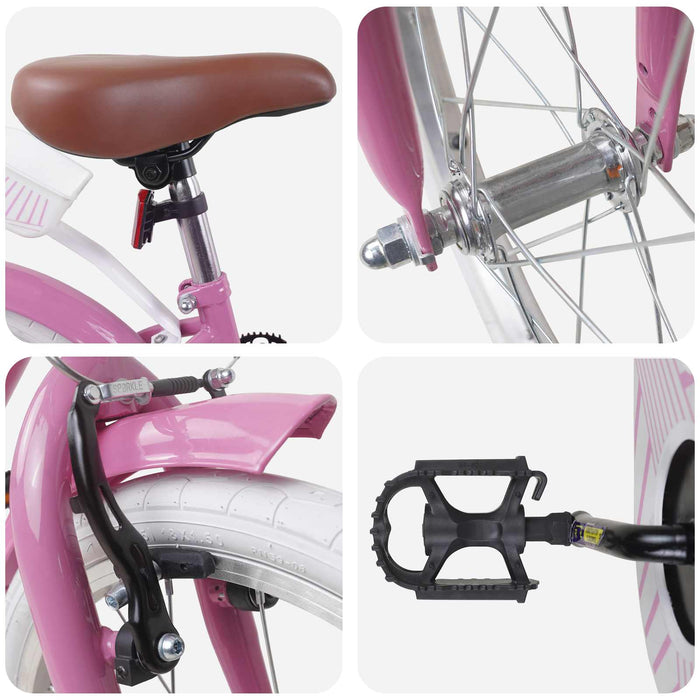 Bicicletă pentru Copii 18 Inci pentru 5-7 ani Roz deschis - WALTI WALTI