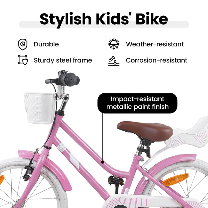 Bicicletă pentru Copii 18 Inci pentru 5-7 ani Roz deschis WALTI