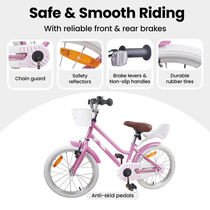 Bicicletă pentru Copii 18 Inci pentru 5-7 ani Roz deschis WALTI