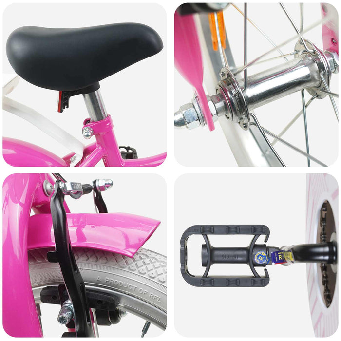 Bicicletă pentru Copii 16 Inci pentru 4-6 ani Roz închis - WALTI WALTI