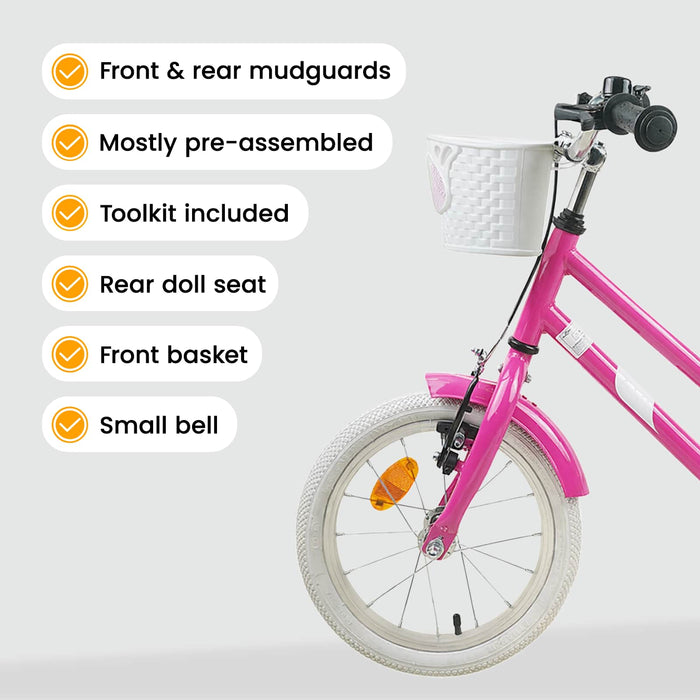 Bicicletă pentru Copii 16 Inci pentru 4-6 ani Roz închis WALTI