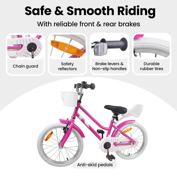 Bicicletă pentru Copii 18 Inci pentru 5-7 ani Roz închis WALTI