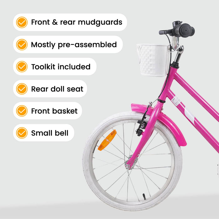 Bicicletă pentru Copii 18 Inci pentru 5-7 ani Roz închis WALTI