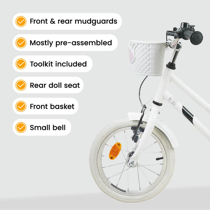 Bicicletă pentru Copii 12 Inci pentru 2-4 ani Alb WALTI