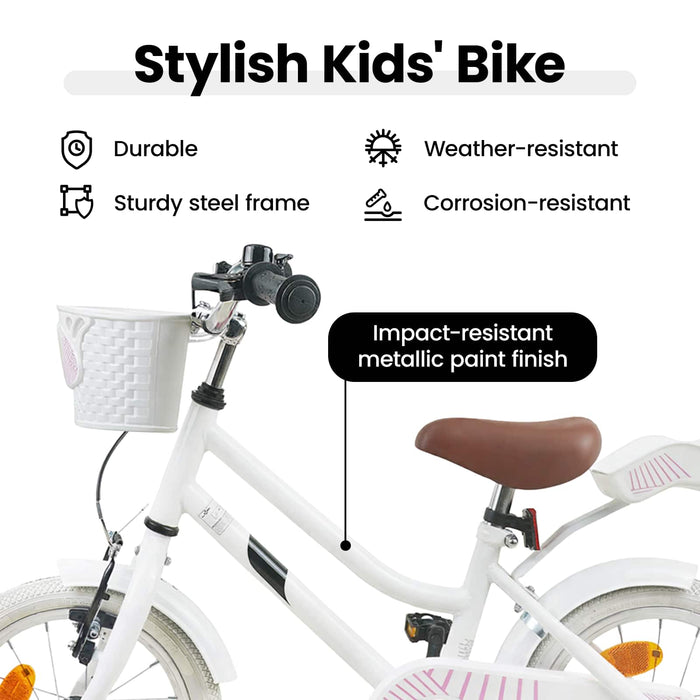 Bicicletă pentru Copii 14 Inci pentru 3-5 ani Alb WALTI