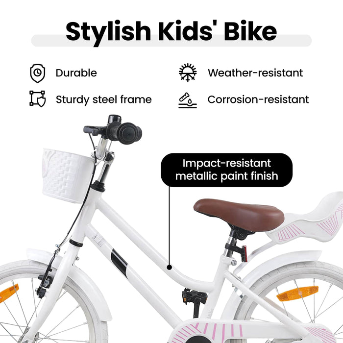 Bicicletă pentru Copii 18 Inci pentru 5-7 ani Alb WALTI