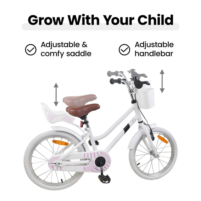Bicicletă pentru Copii 18 Inci pentru 5-7 ani Alb WALTI