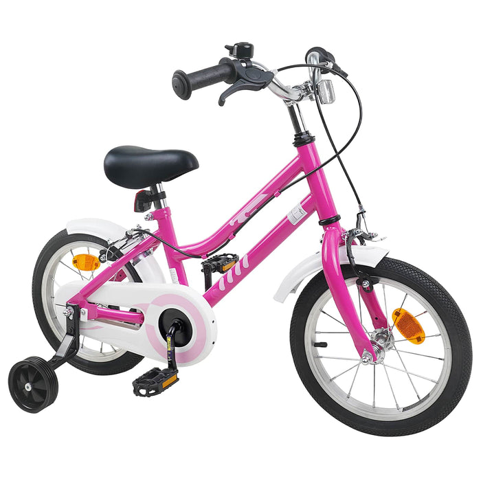 Bicicletă pentru Copii 14 Inci pentru 3-5 ani Alb roz WALTI