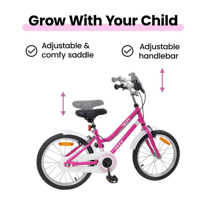 Bicicletă pentru Copii 18 Inci pentru 5-7 ani Alb roz WALTI