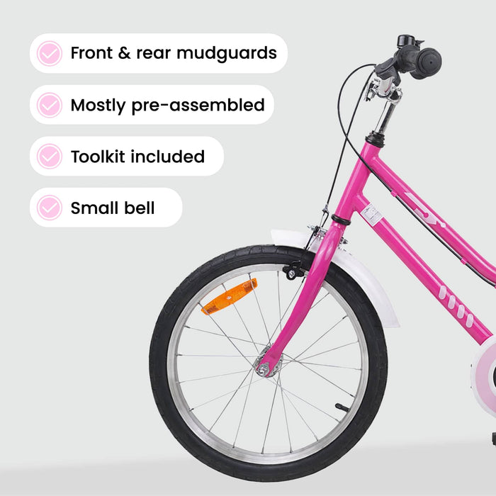 Bicicletă pentru Copii 18 Inci pentru 5-7 ani Alb roz WALTI
