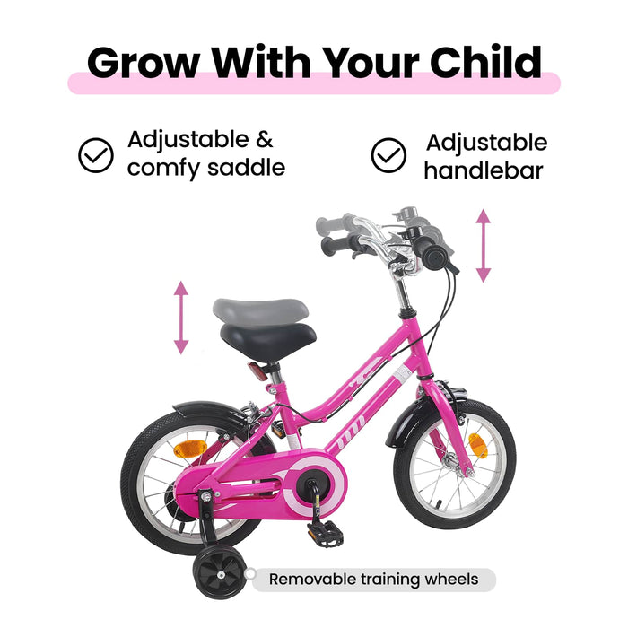 Bicicletă pentru Copii 12 Inci pentru 2-4 ani Roz Negru WALTI
