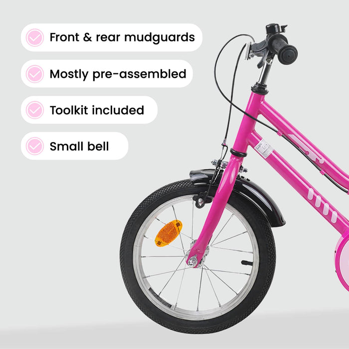 Bicicletă pentru Copii 16 Inci pentru 4-6 ani Roz Negru WALTI