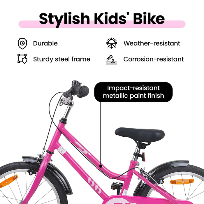 Bicicletă pentru Copii 18 Inci pentru 5-7 ani Roz Negru WALTI