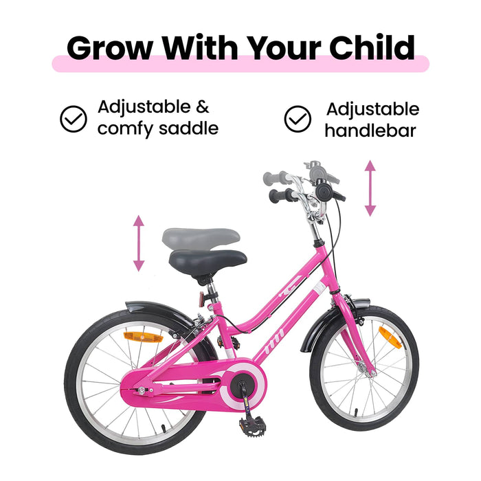 Bicicletă pentru Copii 18 Inci pentru 5-7 ani Roz Negru WALTI
