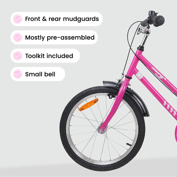 Bicicletă pentru Copii 18 Inci pentru 5-7 ani Roz Negru WALTI