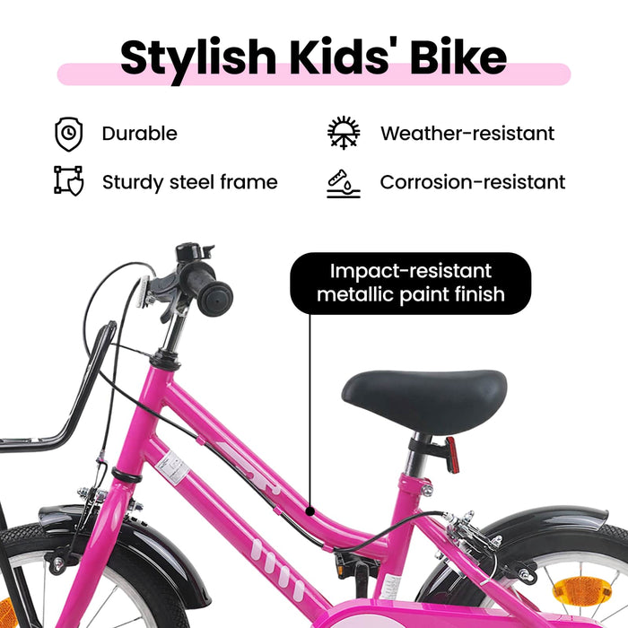 Bicicletă pentru Copii 16 Inci pentru 4-6 ani Roz și Negru WALTI